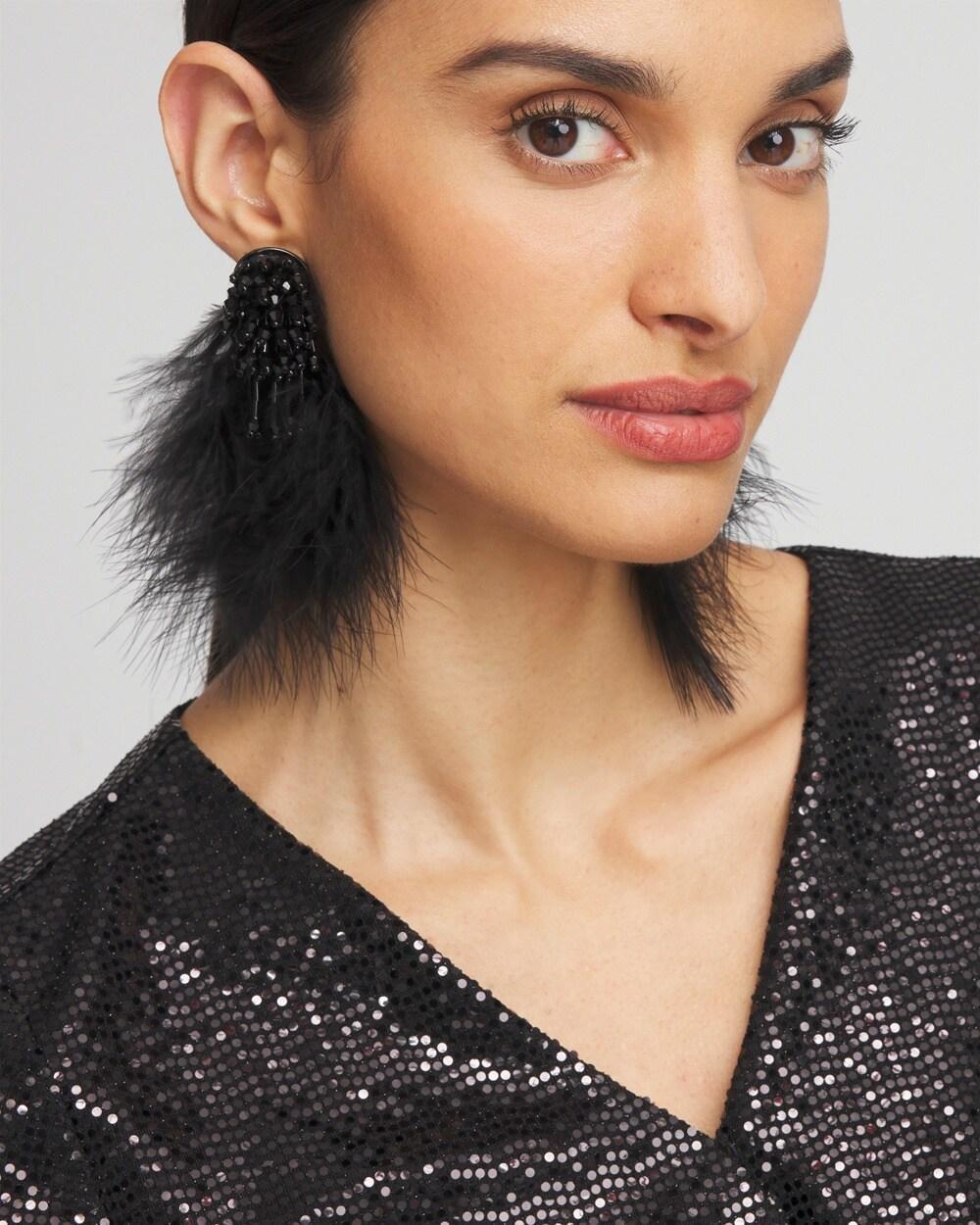 No Droop™ Black Feather Drop Earrings Product Image