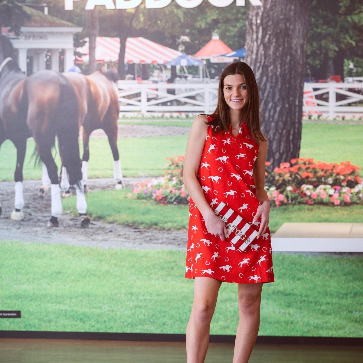 Red  Ruffle Horse Print Dress Product Image