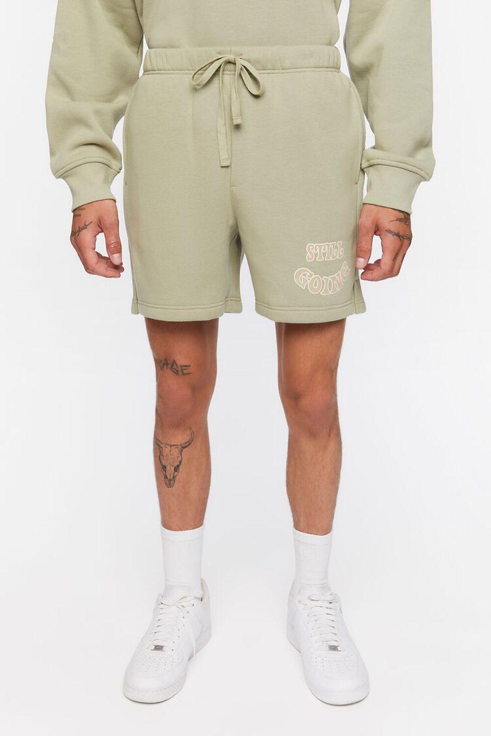 Fleece Flocked Still Going Graphic Shorts | Forever 21 Product Image