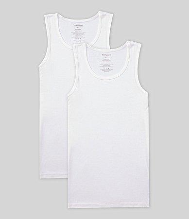 Tommy John Second Skin Slim Fit Tank Top 2 Pack White) Men's Pajama Product Image