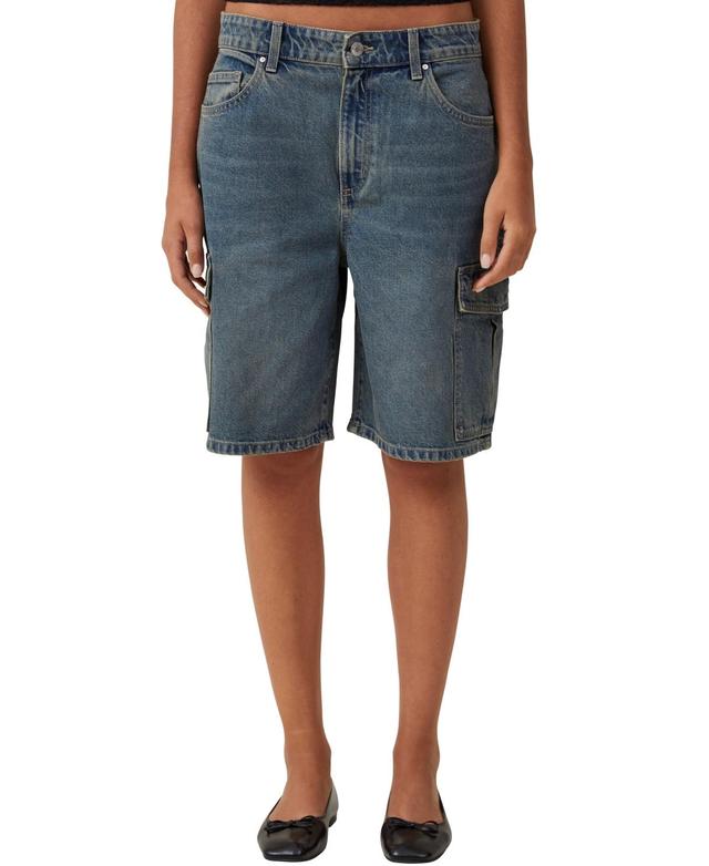 Cotton On Womens Super Baggy Cargo Denim Jort Shorts Product Image