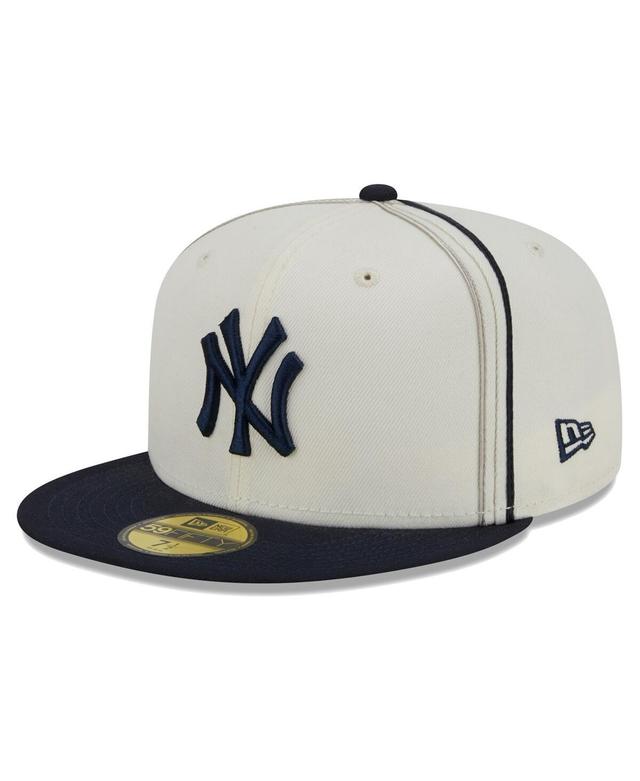 Mens New Era Cream/Navy New York Yankees Chrome Sutash 59FIFTY Fitted Hat Product Image