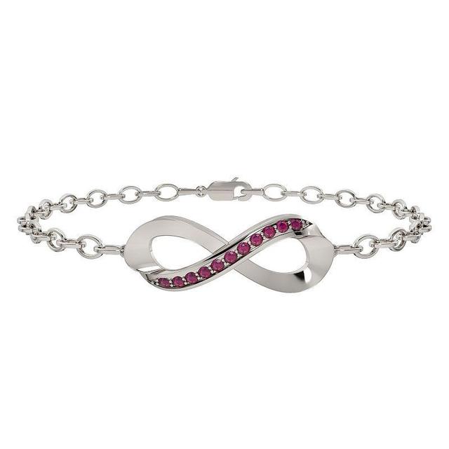 Sterling Silver Lab-Created Ruby Infinity Bracelet, Womens Product Image