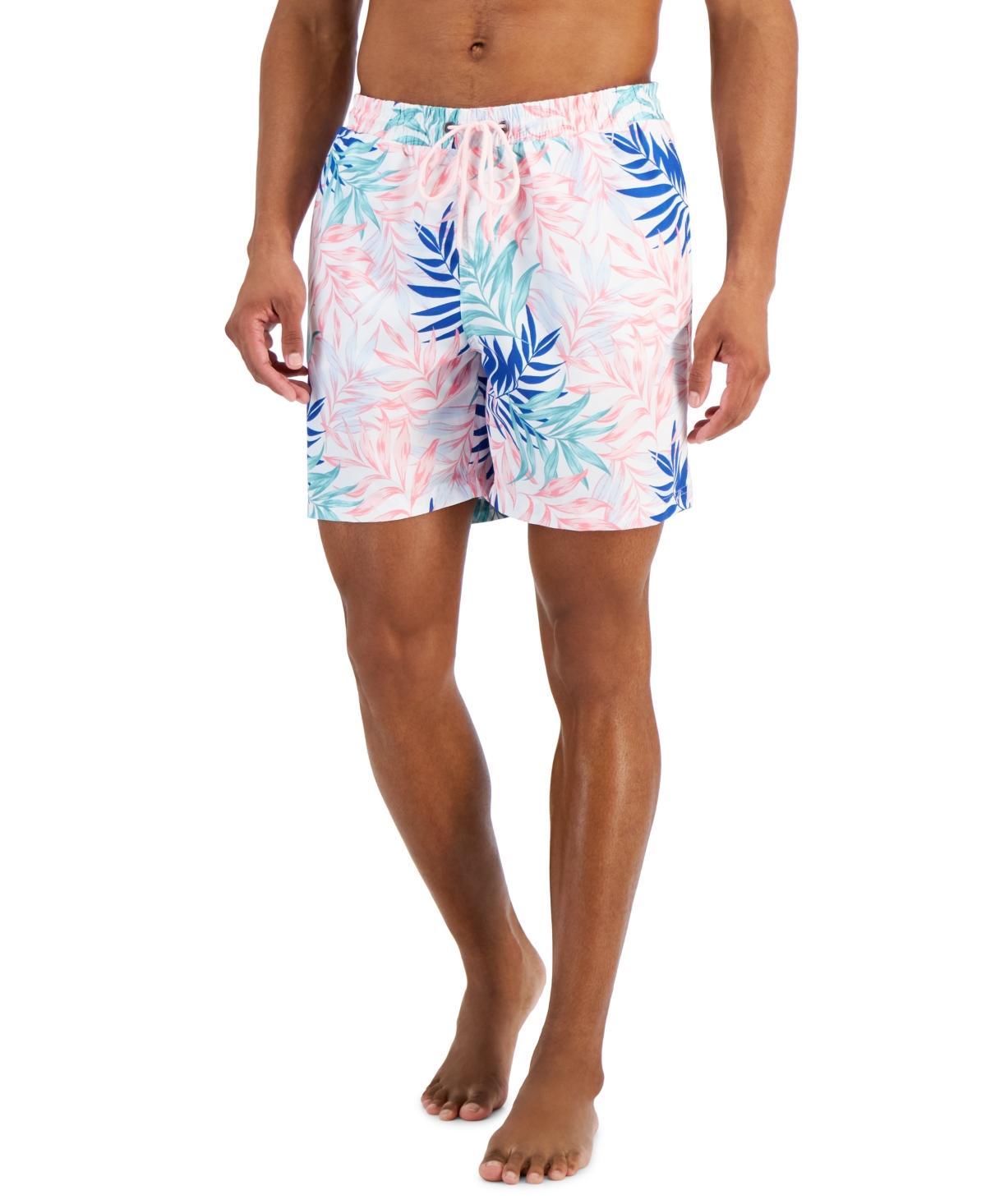 Club Room Mens Menlo Leaf-Print Quick-Dry 7 Swim Trunks, Created for Macys Product Image