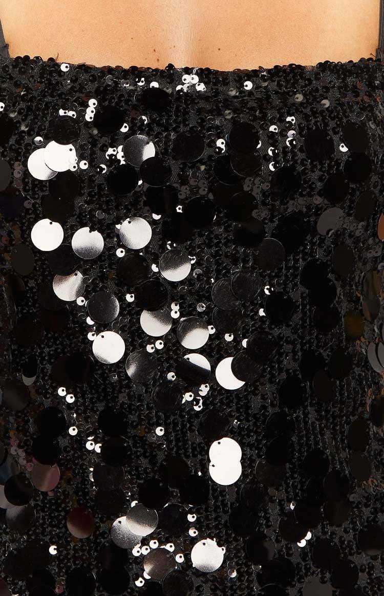 Radiant Black Sparkle Mini Dress Product Image