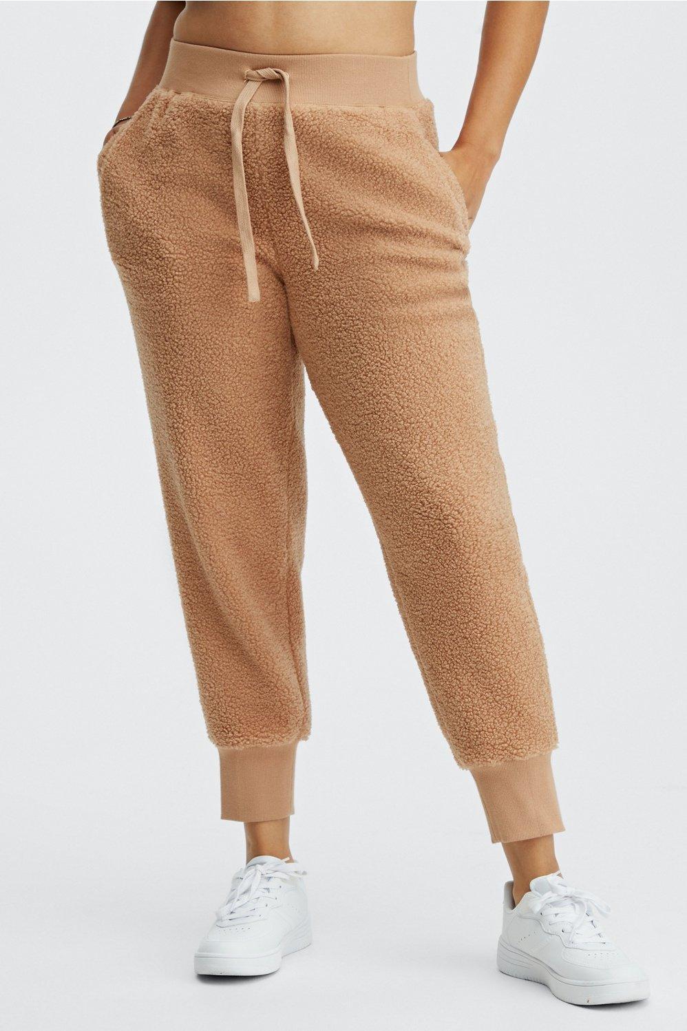 Fabletics Sherpa Luxe Jogger Womens Desert plus Size 3X Product Image