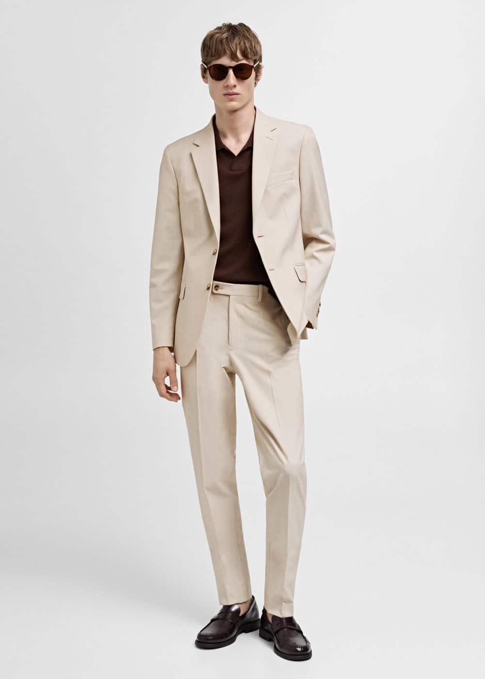 MANGO MAN - Stretch fabric slim-fit suit pants beigeMen Product Image