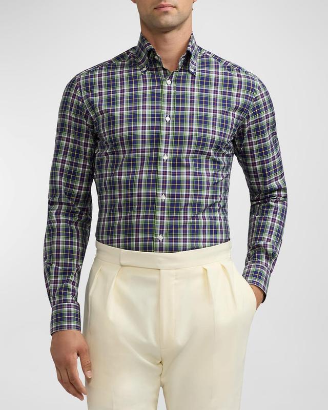 Mens Plaid Cotton Poplin Long-Sleeve Shirt Product Image