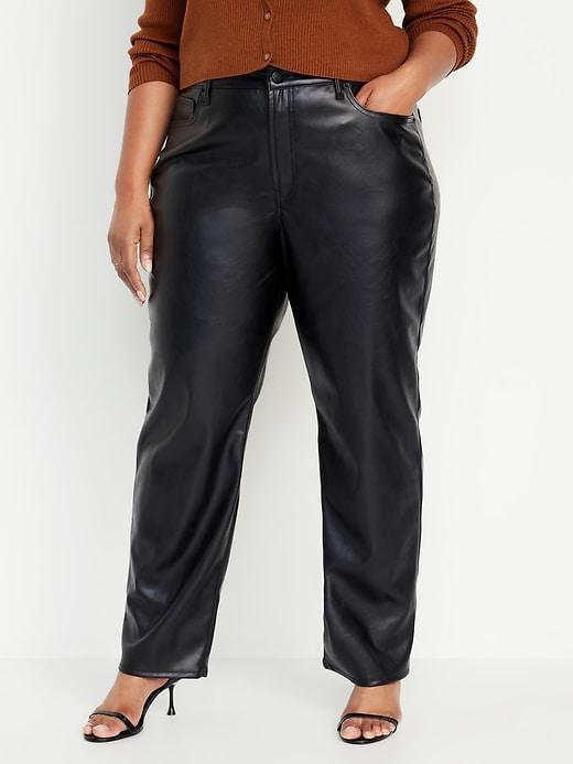 High-Waisted OG Loose Faux-Leather Pants Product Image