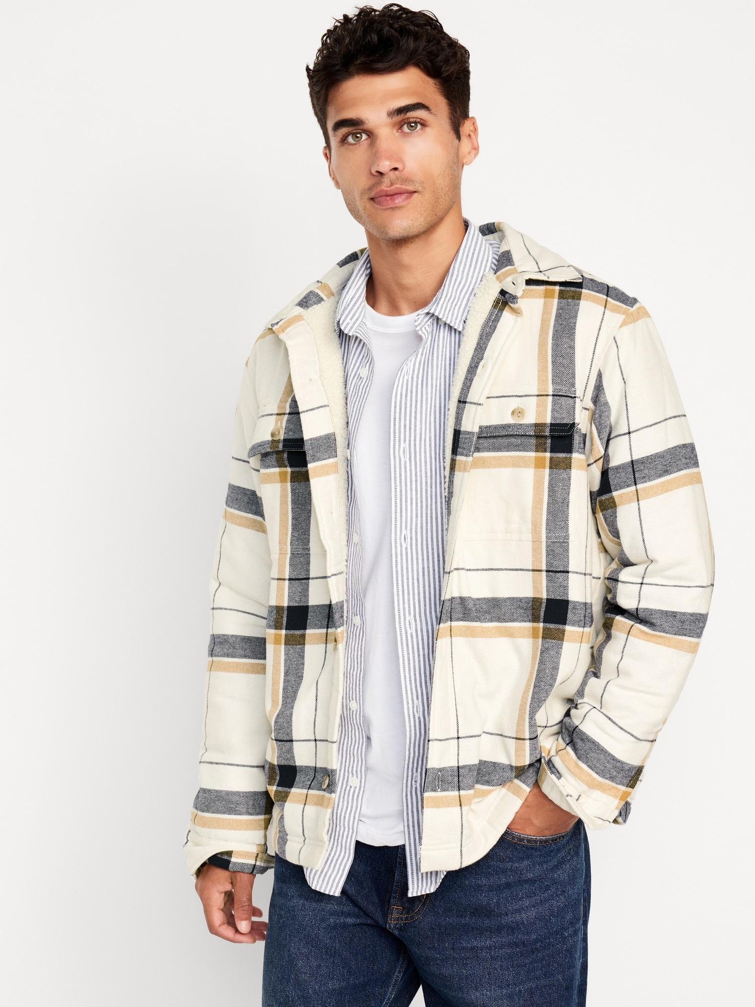 Sherpa-Lined Flannel Shacket for Men Product Image