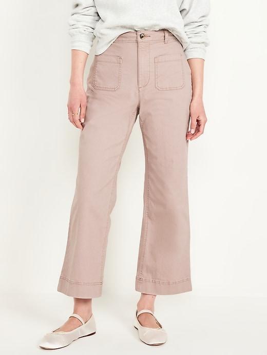 High-Waisted Crop Chino Wide-Leg Pants product image