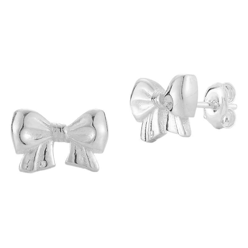 Sunkissed Sterling Bow Stud Earrings, Womens, Silver Tone Product Image