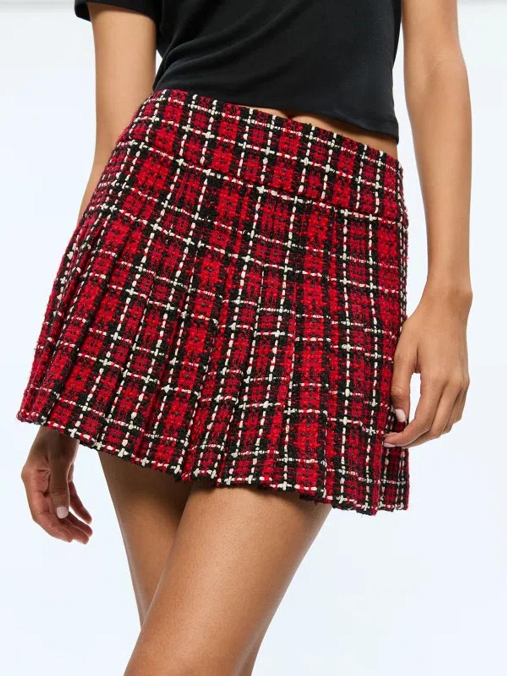 ALICE AND OLIVIA Mera Low Rise Pleated Skirt In Red product image