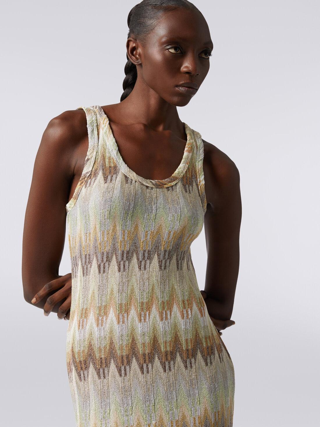 Long sleeveless dress in viscose with zigzag pattern with lurex Multicoloured | Missoni Product Image