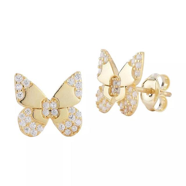 Sunkissed Sterling Cubic Zirconia Butterfly Stud Earrings, Womens, Gold Tone Product Image