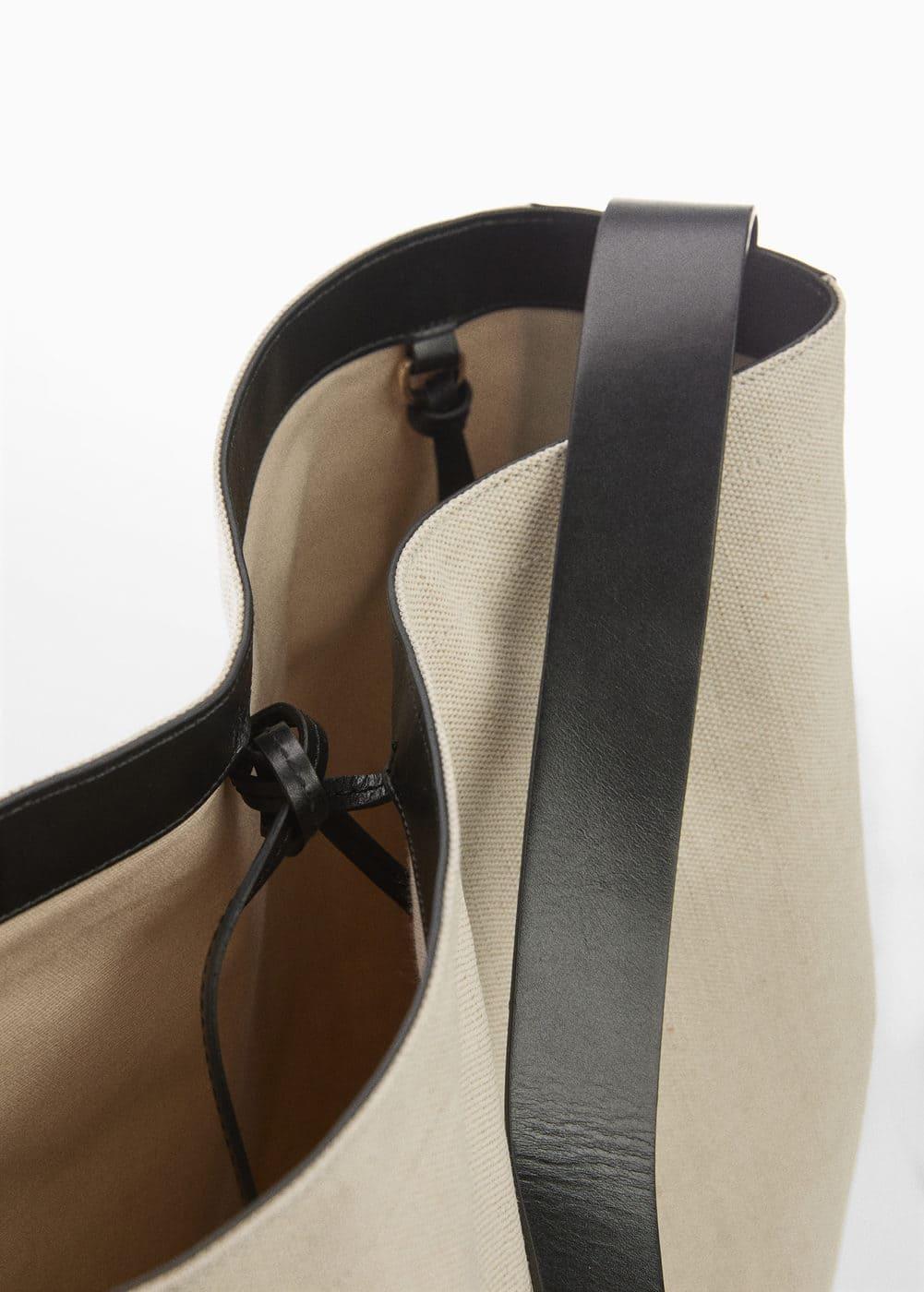 MANGO - Contrast-leather canvas maxi bag - One size - Women Product Image