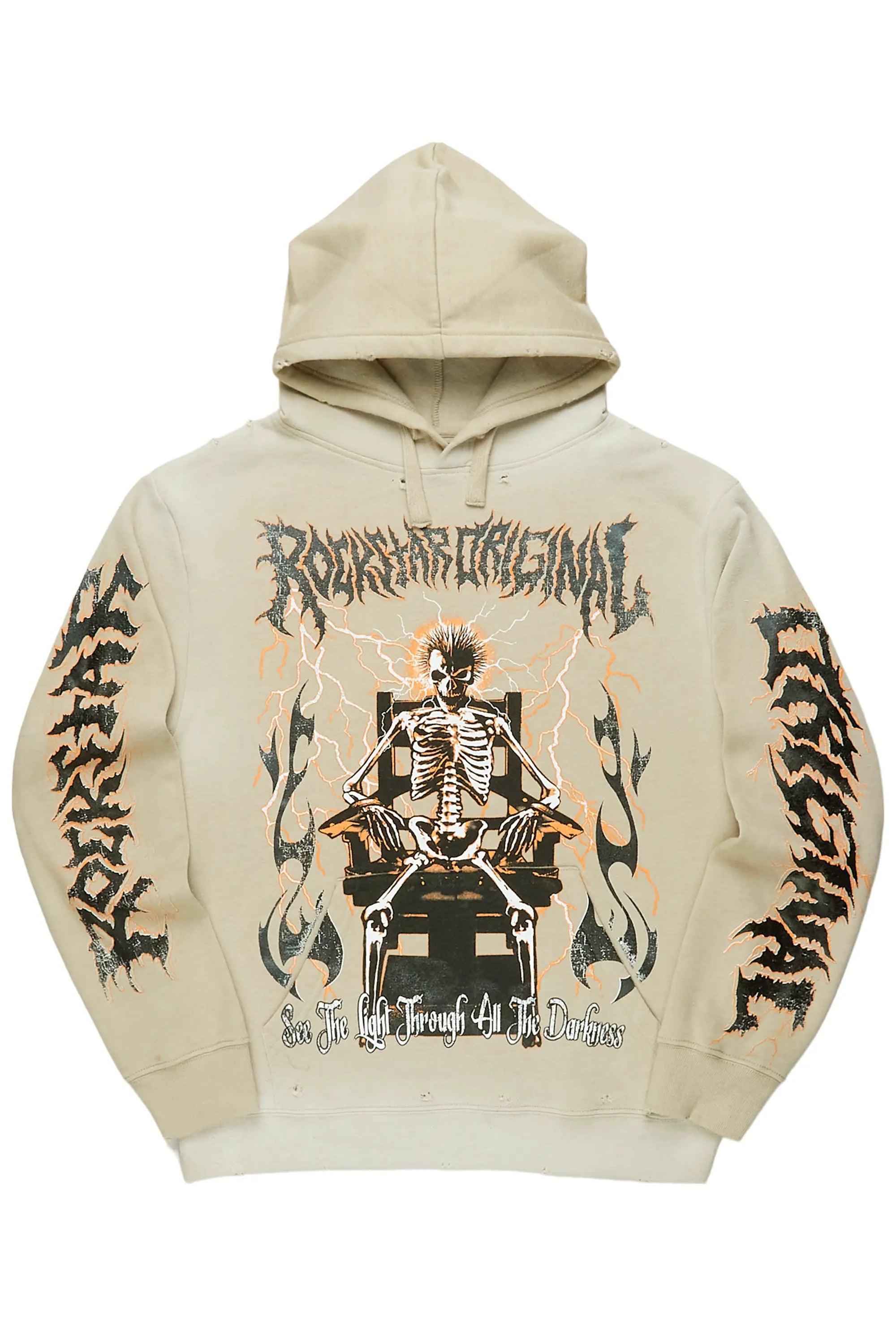 Deathrow Beige Graphic Hoodie Male Product Image