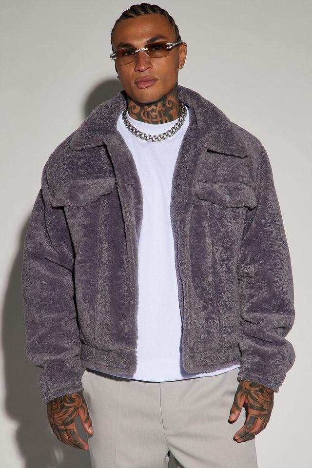 Tacoma Shearling Trucker Jacket - Grey Product Image