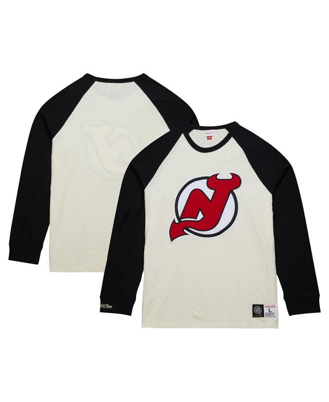 Mens Mitchell & Ness Cream New Jersey Devils Legendary Slub Vintage-Like Raglan Long Sleeve T-shirt Product Image