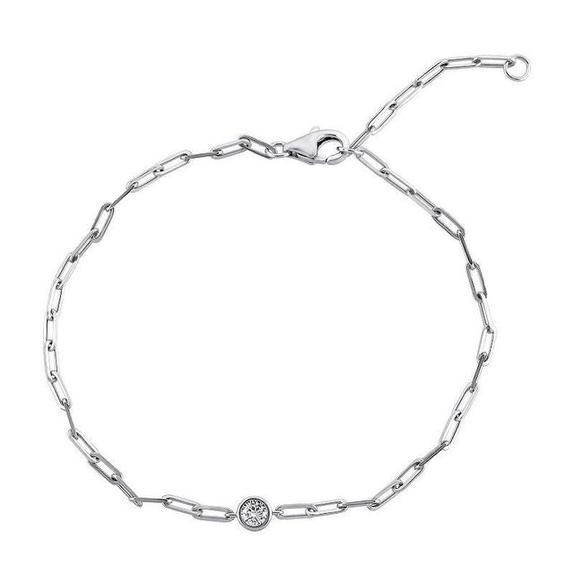 OLIVIA AND HARPER Sterling Silver Cubic Zirconia Rectangle Chain BraceletT, Womens Product Image