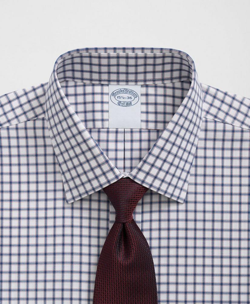 Stretch Supima® Cotton Non-Iron Pinpoint Oxford Ainsley Collar, Ticking Check Dress Shirt Product Image