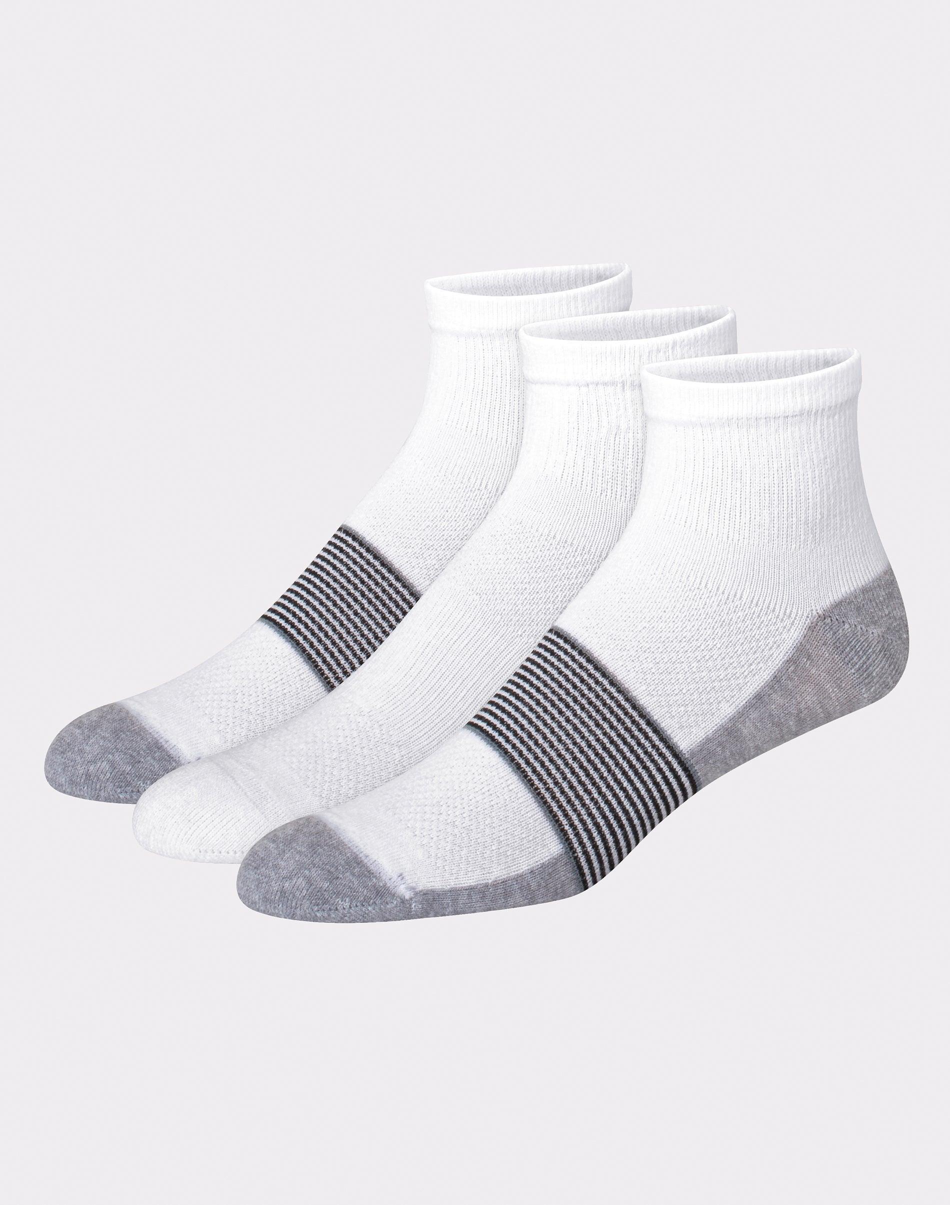 Hanes Cool DRI Mens Ankle Socks with Ventilation, 3-Pairs White Assortment 6-12 Product Image