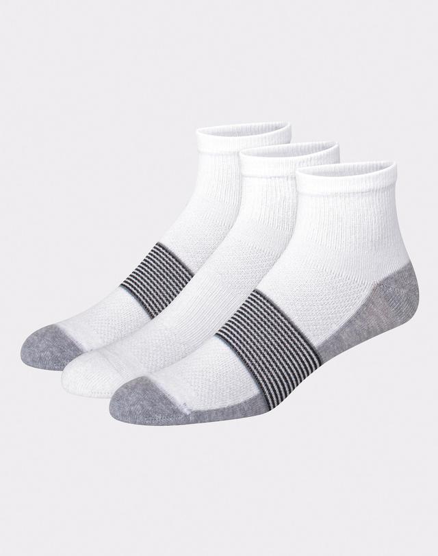 Hanes Cool DRI Mens Ankle Socks with Ventilation, 3-Pairs White Assortment 6-12 Product Image