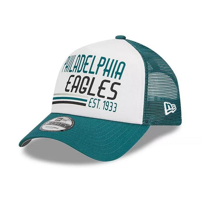 Mens New Era /Midnight Green Philadelphia Eagles Stacked A-Frame Trucker 9FORTY Adjustable Hat Product Image