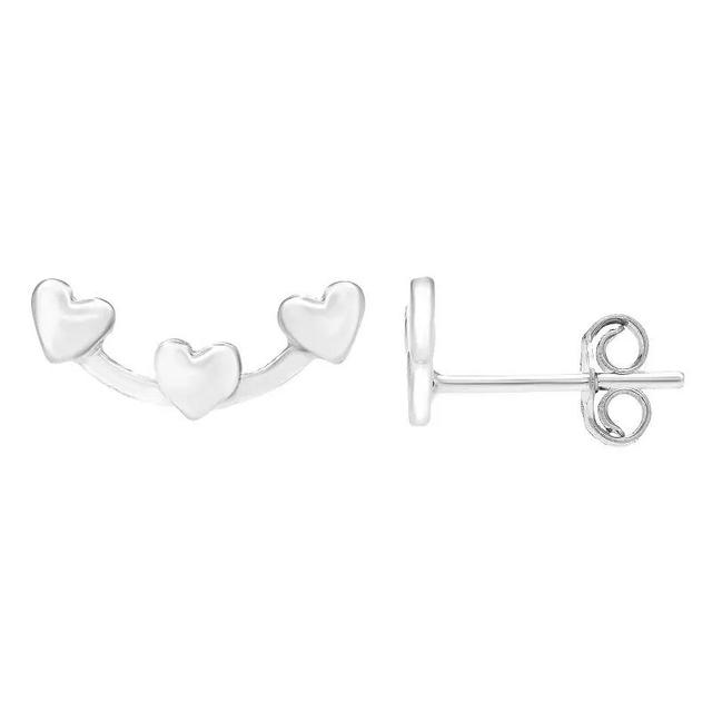 A&M Sterling Silver Triple Heart Earrings, Womens Product Image