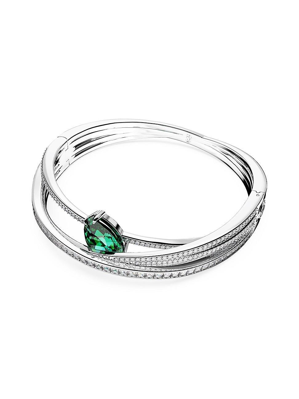 Womens Hyperbola Rhodium-Plated & Swarovski Crystal Bangle Product Image