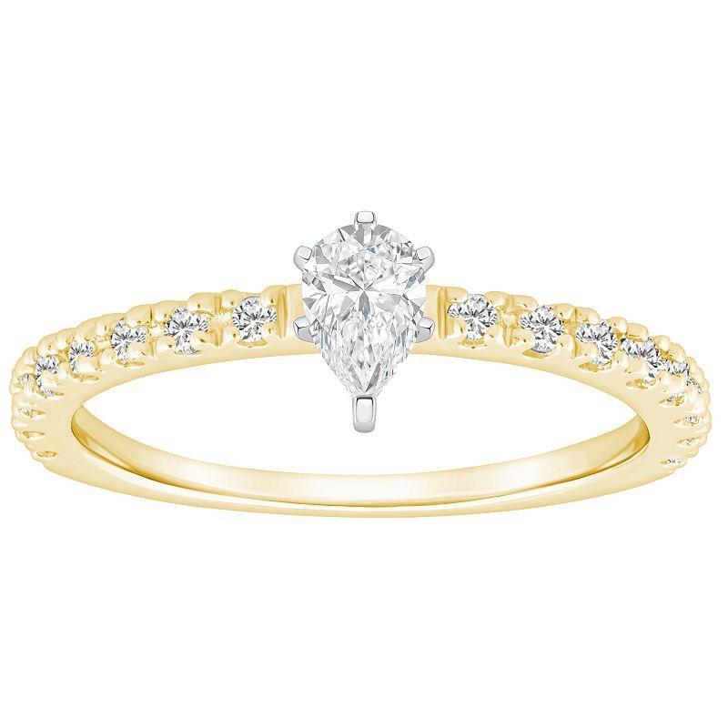 Alyson Layne 14k Gold 1/2 Carat T.W. Diamond Pear Shape Embellished Band Engagement Ring, Womens White Product Image