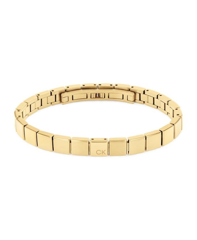 Calvin Klein Mens Gold-Tone Stainless Steel Square Bead Bracelet Product Image