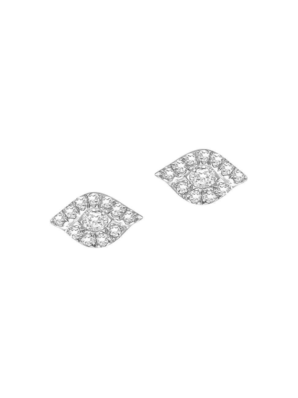 Womens Magic Touch 18K White Gold & Diamond Eye Stud Earrings Product Image