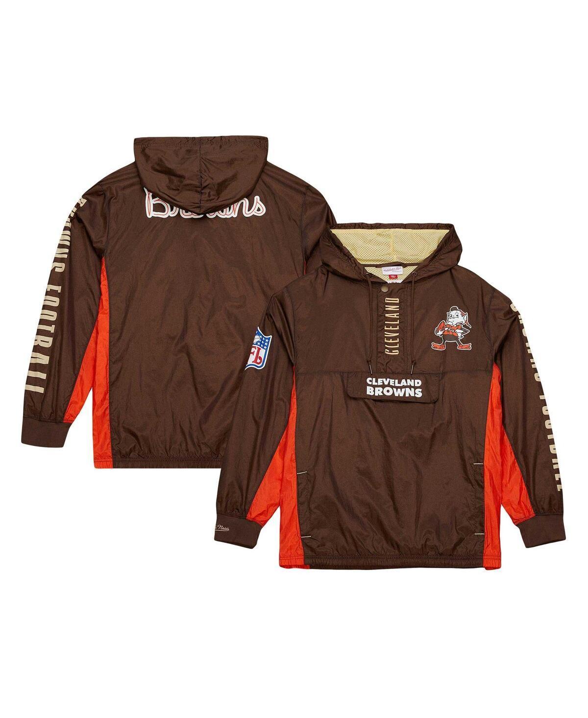 Mens Mitchell & Ness Brown Distressed Cleveland Browns Team Og 2.0 Anorak Vintage-Like Logo Quarter-Zip Windbreaker Jacket Product Image