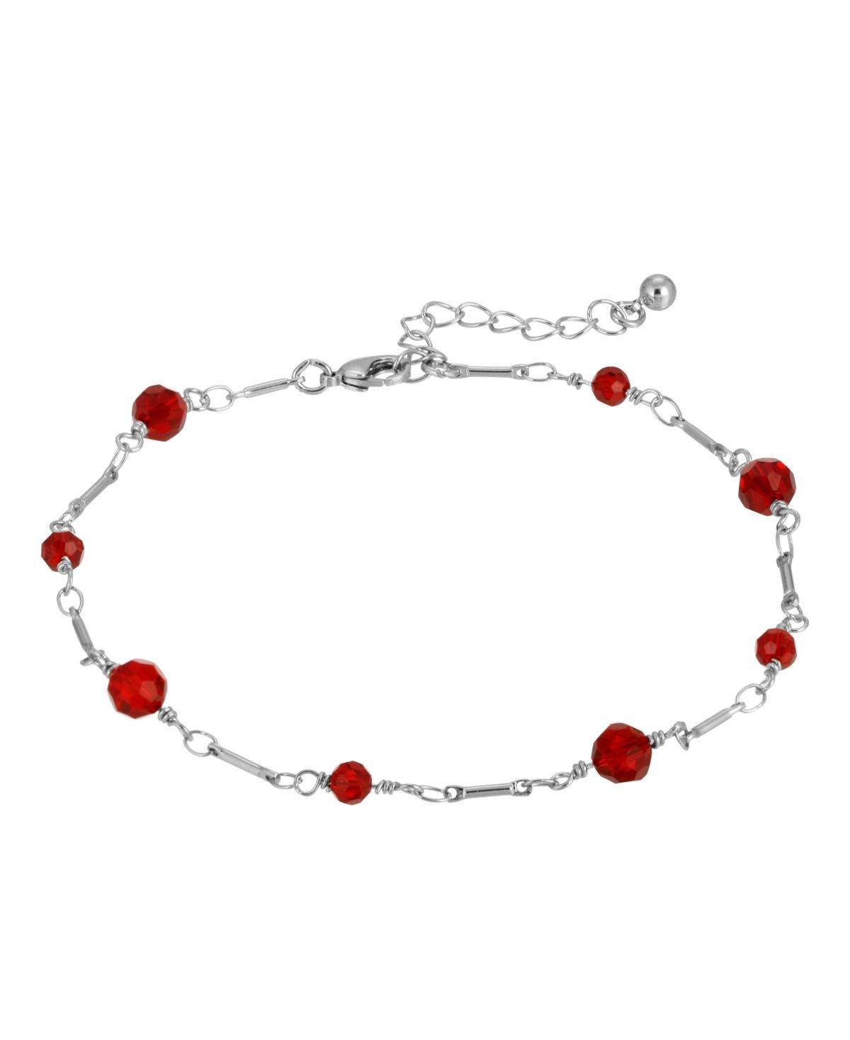 1928 Bead & Bar Chain Anklet, Womens, Red Product Image