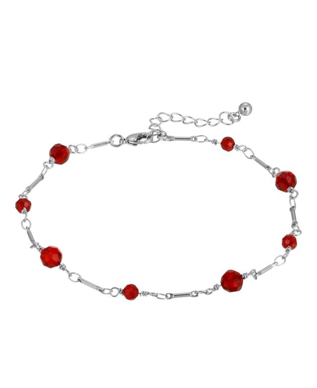 1928 Bead & Bar Chain Anklet, Womens, Red Product Image