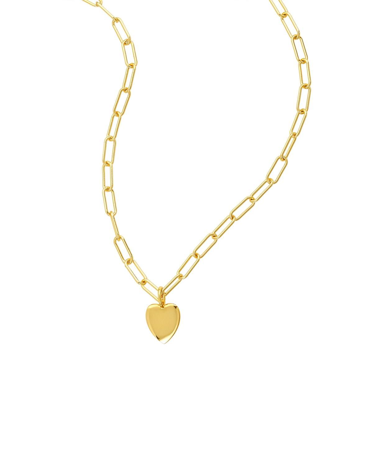 Adornia 14k Gold Plated Heart Paper Clip Chain Necklace, Womens Gold Tone Product Image