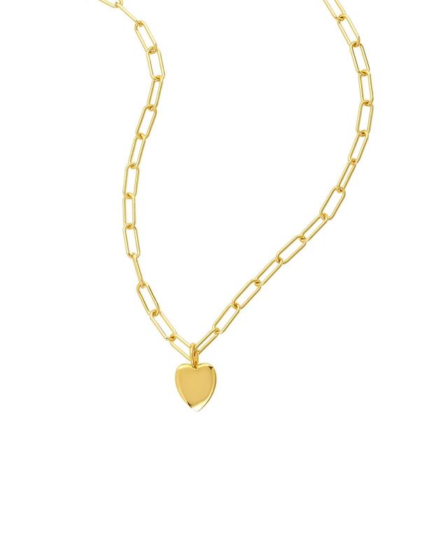 Adornia 14k Gold Plated Heart Paper Clip Chain Necklace, Womens Yellow Product Image