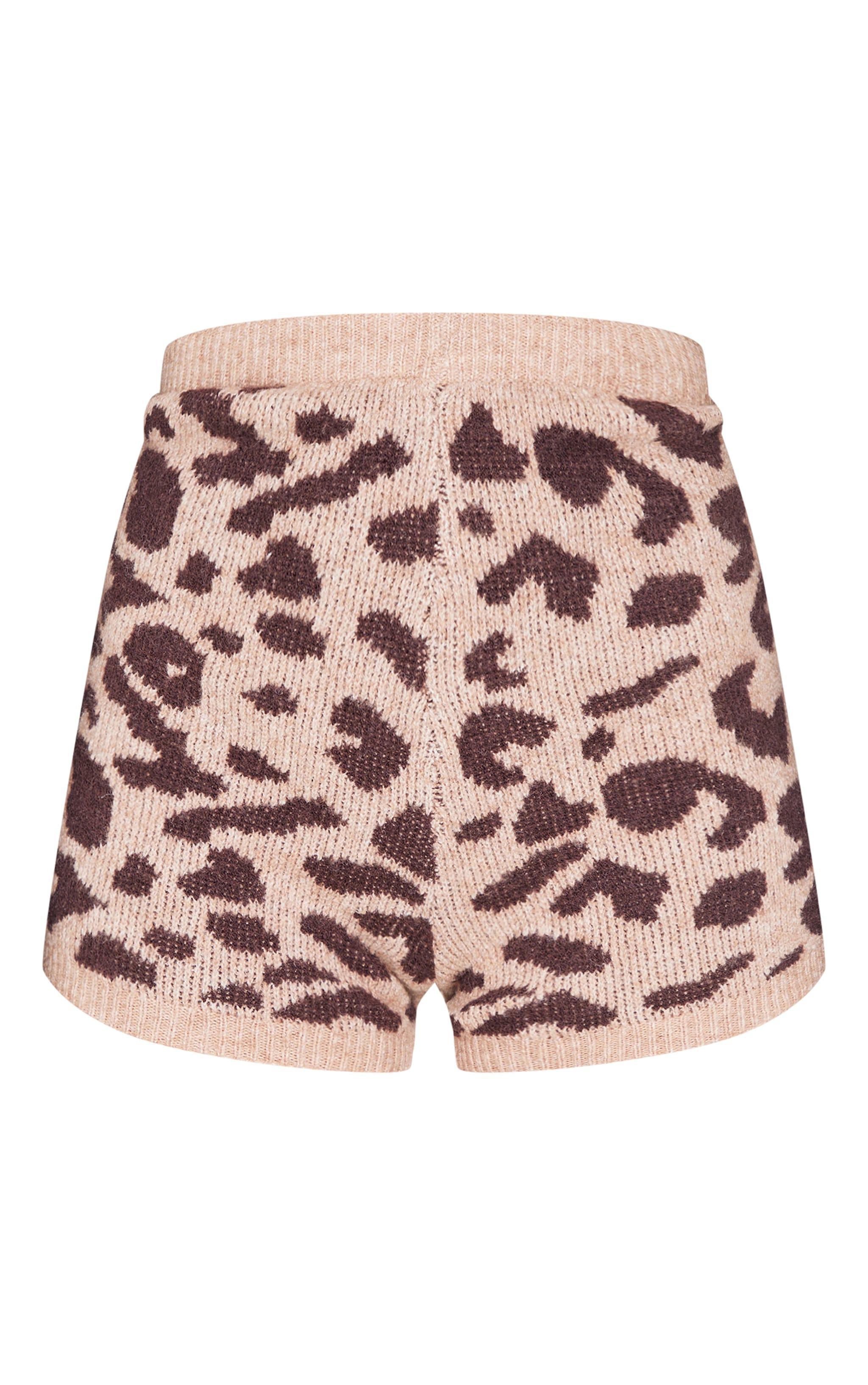 Leopard Soft Knit Mini Hot Pants Product Image