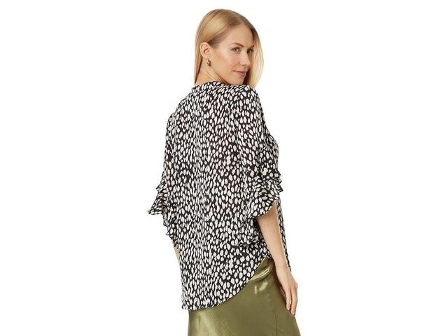 Vince Camuto Printed Ruffled 34 Sleeve Y Product Image