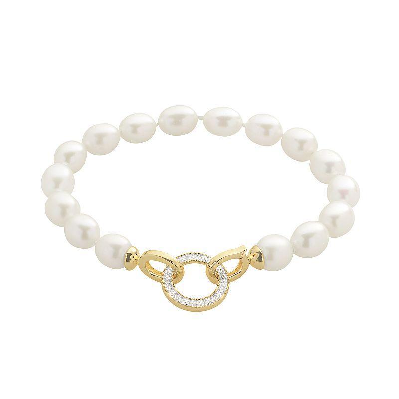 PearLustre by Imperial Freshwater Cultured Pearl & Diamond Accent 14k Gold Over Silver Bracelet, Womens, White Product Image