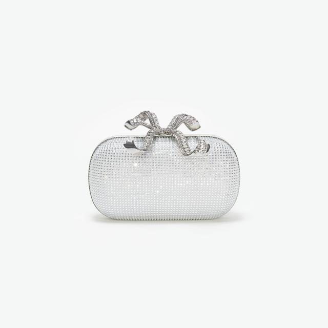 Silver Rhinestone Bow Clutch Product Image