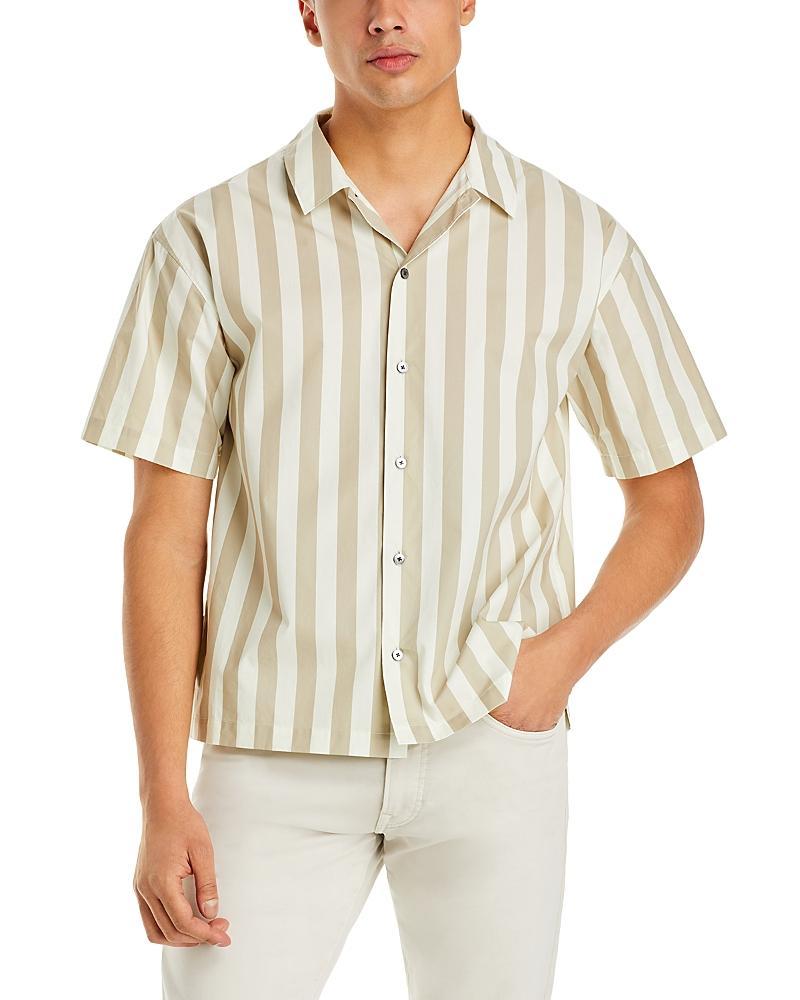 Mens Striped Cotton Camp Shirt Product Image