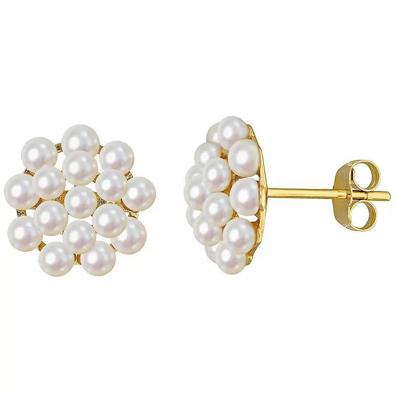 Stella Grace 14k Gold Freshwater Cultured Pearl Cluster Stud Earrings, Womens Product Image