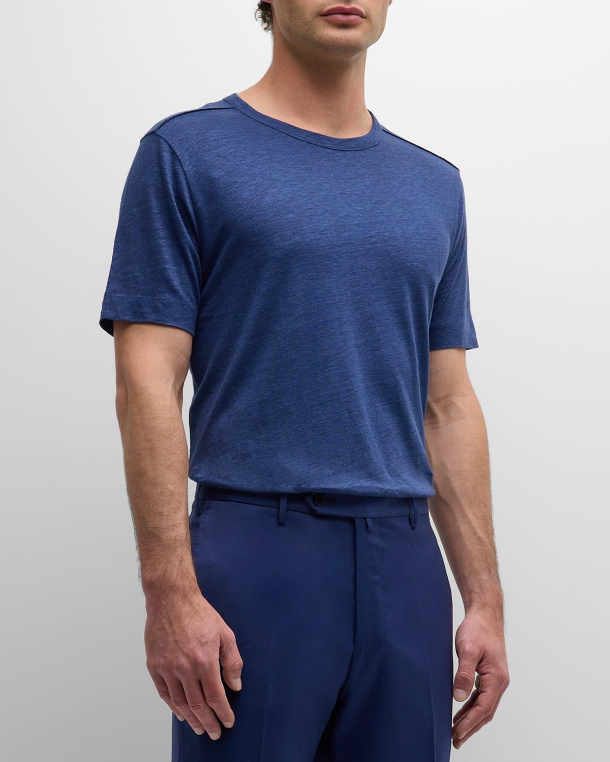 Men's Solid Linen Silk Short-Sleeve T-Shirt Product Image