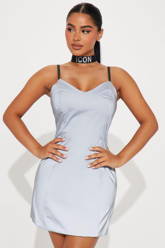 Iconic Reflective Mini Dress Set - Silver Product Image