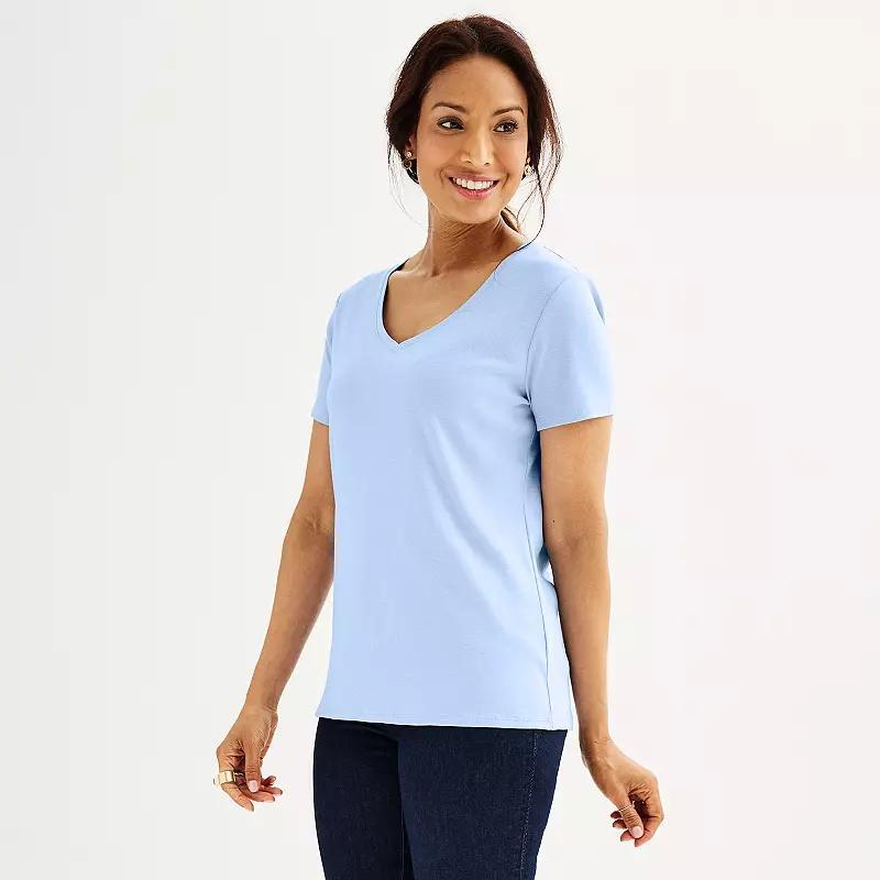 Petite Croft & Barrow Essential V-Neck Tee, Womens Product Image