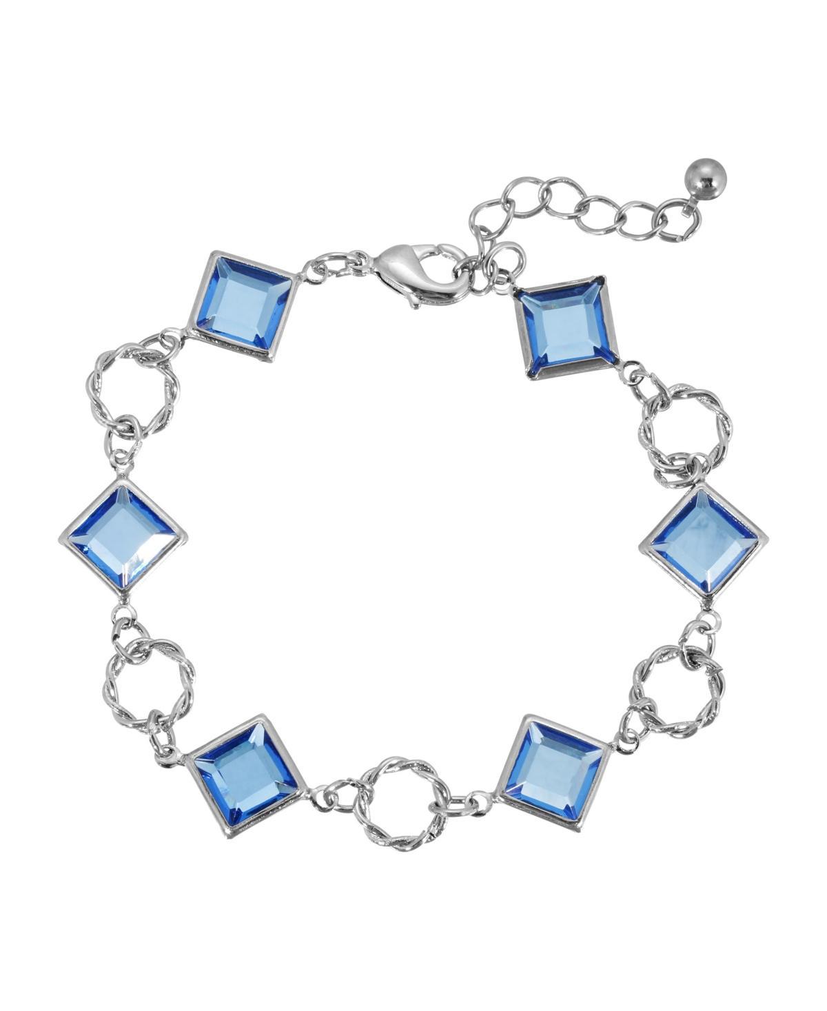 1928 Silver Tone Light Blue Crystal Bracelet, Womens Product Image