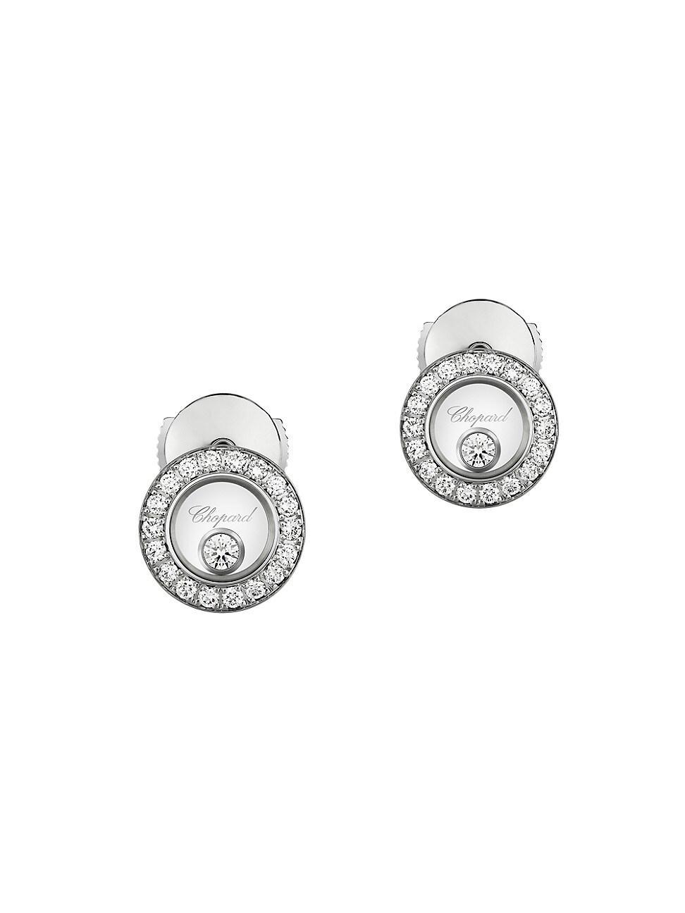 Womens Happy Diamonds Icons 18K White Gold & Diamond Stud Earrings - White Gold Product Image