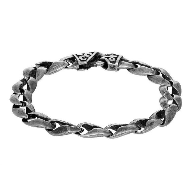 LYNX Mens Antiqued Stainless Steel Link Chain Bracelet Grey Product Image